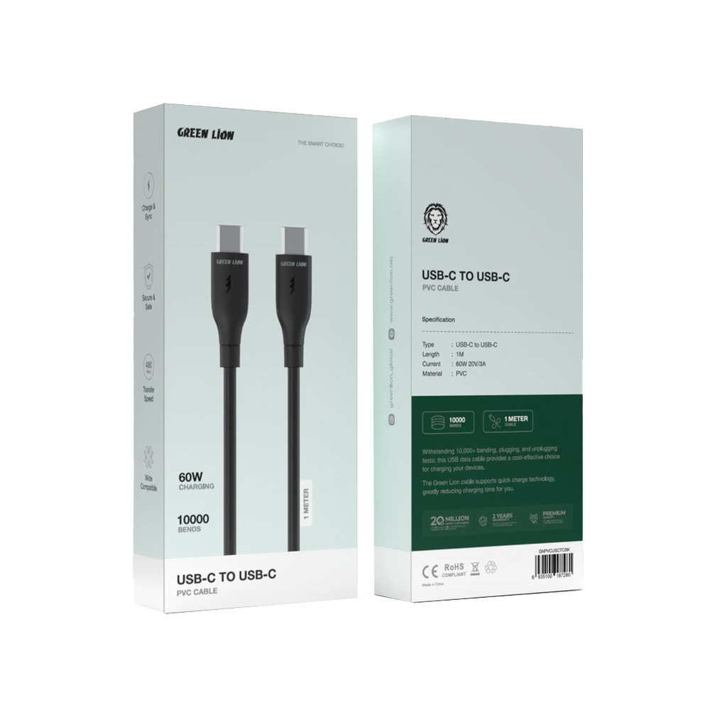 کابل USB-C PVC به USB-C گرین لاین