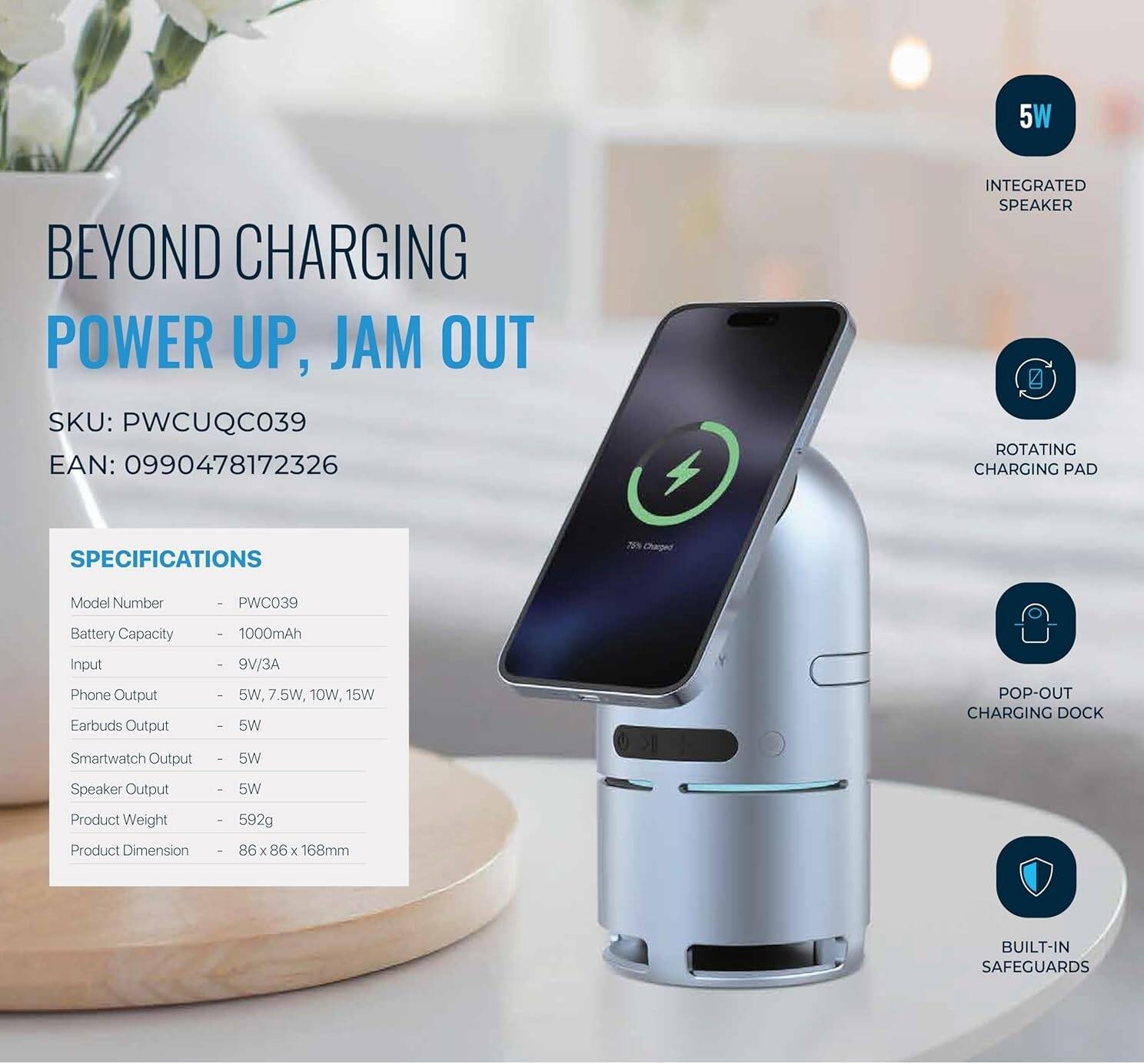 استند شارژ و اسپیکر پاورلوجی مدل Qi2