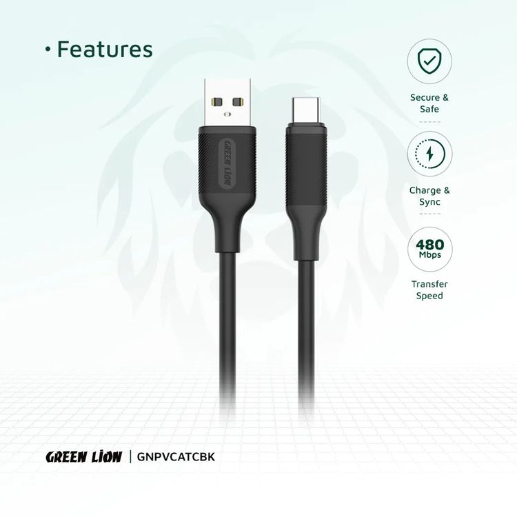 کابل PVC (USB-A به UCB-C) 1متری گرین لاین