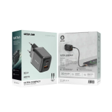 شارژر دیواری گرین لاین مدل Ultra Compact با فناوری GaN و پین اتحادیه اروپا (A+C 20W) + کابل Type-C به 1m Type-C